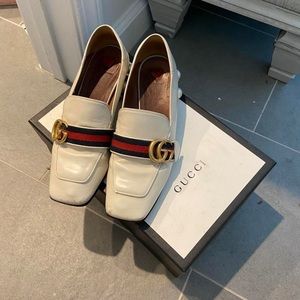 Gucci white leather loafers